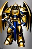 Placeholder: warhammer, space marine, lost legion, dragon legion, dragon warrior, fan art, dragon armor, dragon helmet, golden armor, armor with scale, second legion emblem, helmet details, bolter