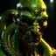 Placeholder: Snake man, green-yellow shades, red eyes, high detail, high resolution, 8K