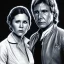 Placeholder: carrie fisher embracing harrison ford, waist up portrait, intricate, oil on canvas, masterpiece, expert, insanely detailed, 4k resolution, cinematic smooth, intricate detail , soft smooth lighting, soft pastel colors,