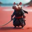 Placeholder: elongated female ninja rat hippo witch on the red sand beach ,bokeh like f/0.8, tilt-shift lens 8k, high detail, smooth render, down-light, unreal engine