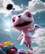 Placeholder: Ultra realistic speed clouds sky scene, wide angle view, sweet women falling down, Childs, feather inflatable color clothing, free jumping flying, many trinkets, hair monster, many jelly beans, balls, color smoke, smile, happy, circus style, extreme, wind, clouds sea, 20,000 feet altitude, stratosphere, soft color, highly detailed, unreal engine 5, ray tracing, RTX, lumen lighting, ultra detail, volumetric lighting, 3d, finely drawn, high definition, high resolution.