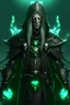 Placeholder: male, necromancer, white hair, black hood, black mantle, bone bracers, bone pauldron, glowing runes, nordic runes, green eyes, blood tears, dark fantasy, full body raw, hard-edge style,highly detailed, high details, ultra detailed, ultra quality, no ambient light