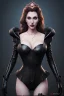 Placeholder: Brandi Love as evil queen in black leather, leather, busty, cleavage, angry, stern look. character design by cory loftis, fenghua zhong, ryohei hase, ismail inceoglu and ruan jia. unreal engine 5, artistic lighting, highly detailed, photorealistic, fantasy