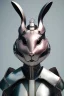 Placeholder: Portrait Sweet Rabbit ceramic mask, silver, pink suit, photo studio, black background, unreal engine 5, concept art, ray tracing, lumen lighting, ultra detail, volumetric lighting, 3d.