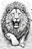 Placeholder: A powerful sketch of a lion roaring amidst a rainfall lonely for coloring book