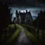 Placeholder: property, house and vineyard, chest on a road in front of a house, gothic, darkness