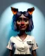 Placeholder: Waist up portrait, hybrid character, waitress British woman with monster muppet mask that covers her entire head and face, Sesame Street style, retro style, pub, short shirt, tray, beer, old school tattoo, hot, smooth, unreal engine 5, god lights, ray tracing, RTX, lumen lighting, ultra detail, volumetric lighting, 3d.