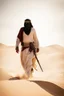 Placeholder: Photography Misterius Arabian Warrior Man Walking alonely on desert