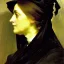 Placeholder: Cloaked woman, portrait, painted bye John Singer Sargent, painterly, highly detailed, close up