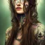 Placeholder: "perfect long-haired woman, full face tattoo of flower art and trees extending past face and morphing into reality, 8k resolution, high-quality, fine-detail, intricate, digital art, volumetric lighting