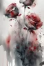 Placeholder: Abstract wet watercolour, grey red roses