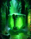 Placeholder: gelatinous cube in vast iron dungeon corridor lit with green torches rpg art painterly