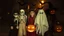 Placeholder: Abstract surreal multiple-exposure Halloween photograph, young children in disguises, fancy dress, scary masks, skeleton, ghost, bats, witch, trick-or-treat, fun, happy, excitement, carved-pumpkin-faces, spooky, night, award-winning photograph