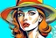 Placeholder: beautiful woman in hat in pop art style vector