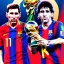 Placeholder: Lionel Messi und diego armando maradona halten gemeinsam in einem Station den Worldcup in der Hand, Fußball, stadion, viele menschen, perfect quality,