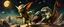 Placeholder: gremlin dog bison badger star ship bridge captain dancing in the style of Rembrandt and Escher and Goa Trance Poster