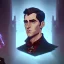 Placeholder: Portrait of a 30 year old warlock like Henry Cavill, Sherlock Holmes and Mary Poppins