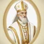 Placeholder: game avatar, man, portrait, pope priest, religion, white robe, gold, medieval