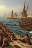 Placeholder: [egypt, end of Bronze Age, Philistines] Philistines' warriors on Sea peoples' ship as described by Wachsmann, in To the Sea of the Philistines.