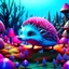 Placeholder: Hedgehog in wonderland. Fantasy vibrant 3d magical fairy Winter wonderland