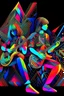 Placeholder: psychedelic guitarist musicians with geometrical patterns and neon colors