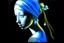 Placeholder: flower cut, girl with pearl earring S<AI in moonlight, shaded pastel and charcoal drawing, bioluminescent, holographic