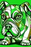 Placeholder: bulldog in pablo picasso style in green colour