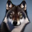 Placeholder: Ultra realistic cg rendering of Jet black wolf with gold eyes and saliva dripping from canine teeth