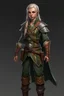 Placeholder: female young adult high elf ranger wearing medieval clothes with hands behind her back