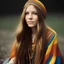 Placeholder: Young hippie woman with long hair made of wool