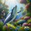 Placeholder: pixar style, volumetric summer garden environment and background, realistic painting of a cute dolphin, looking excited, detailed digital painting, extreme dense and fine fur, anime, ornate, colour-washed colors, elegant, small minutiae, tiny features, particulars, centered, smooth, sharp focus, renderman gofur render, 8k, uhd, detailed eyes, realistic shaded volumetric lighting, sunlight caustics, backlight, centered camera view