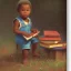 Placeholder: African American baby boy musician with books by monet