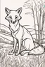 Placeholder: kids coloring page, fox in a field, cartoon style, thick lines, low detail, no shading