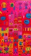 Placeholder: A magenta magical carnival made out of candy designed in Kuna molas painted by Paul Klee