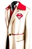 Placeholder: Men's Superman's Gucci Winter Trenchcoat elegant inspired by Superman's Big emblem design beige tones with dual color on a white background, product catalog photography, soft spot lighting, depth of field, 4k –ar 3:5 –q 2