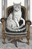 Placeholder: drawing, nice cat in chair, extrem detailed, sharp contour, stunning