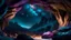 Placeholder: stone cave . mountains. space color is dark , galaxy, space, ethereal space, cosmos, panorama.