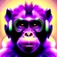 Placeholder: A beautiful portrait of a cute cyberpunk monkey purple blue color scheme, high key lighting, volumetric light