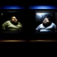 Placeholder: (fineart:1.5, masterpiece1.5) (realism:1.5) award winning picture of award winning fat, beardedd, 'fat man' (watching tv:1.8), tv in frame , two panels, the first panel is taken from the pov of the tv, it looks out and sees a vision of decay, back lit with a cold color pallete, the only vibrant color we see is the aloe vera plant on his bookshelf. the other 50 pefect is from the point of view of 'fat man', his vision streaks of blue from the tv shining in his eyes, breaking news is on tv