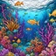 Placeholder: create a coloring book page of an underwater background, easy to color, high contrast, thick outlines