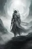 Placeholder: Grey and white image. Create an image depicting a Fel Hunter traversing an otherworldly landscape, shrouded in an eerie, mystical atmosphere. Present the Fel Hunter's spectral form amidst a surreal, shifting backdrop, evoking a sense of an interdimensional realm. Illustrate its agile and predatory stance, hinting at its ability to navigate through these ethereal planes with ease. Illuminate the otherworldly markings on its sleek, shadowy fur, enhancing its mysterious and malevolent presence with