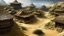 Placeholder: fantasy, chinese town, dune, crater, sand strom, destroyed chinese houses