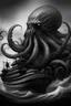 Placeholder: Realistic black and grey kraken monster attacking ship