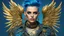 Placeholder: beautiful Punk woman Angel 30 years old, military clothing, mystical, bright colors, creative hairstyle, tattoo, piercing, photorealistic image, military, camouflage clothing, gold, blue, sparkles, fine rendering, high detail, 8K