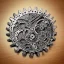 Placeholder: coaster featuring cogs and gears, fine pen illustration, highly intricate