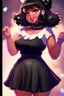 Placeholder: black cute chubby teen girl art fullbody