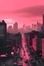 Placeholder: busy city with pink sky