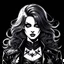 Placeholder: profile picture,2dcg,retro art style,black and white color,princess hair cut ghoul biker lady,pure black color background,gore,violence,Decapitation,dismemberment,disturbing,Monster,guts,morbid,mutilation,sacrifice,butchery,meathooks,no hands,do not draw hands