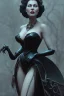 Placeholder: Ava Gardner as evil queen in black leather, busty, cleavage, curvy, angry, stern look. character design by cory loftis, fenghua zhong, ryohei hase, ismail inceoglu and ruan jia. unreal engine 5, artistic lighting, highly detailed, photorealistic, fantasy