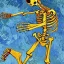 Placeholder: a skeleton dancing painted by van gogh